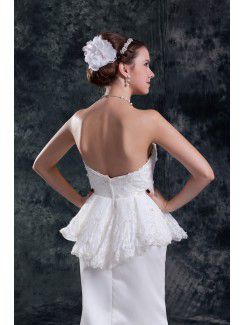 Satin Sweetheart Sweep Train Sheath Embroidered Wedding Dress