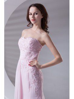 Chiffon Sweetheart Sheath Floor Length Embroidered Prom Dress