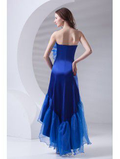 Organza Strapless A-line Ankle-Length Embroidered Prom Dress