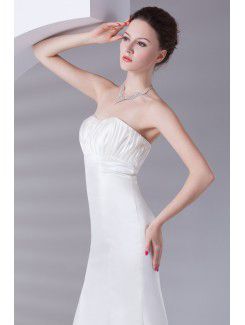 Satin Strapless A-line Ankle-Length Embroidered Prom Dress