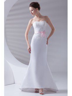 Satin Strapless Mermaid Floor Length Sash Prom Dress