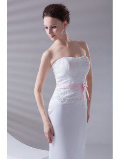 Satin Strapless Mermaid Floor Length Sash Prom Dress