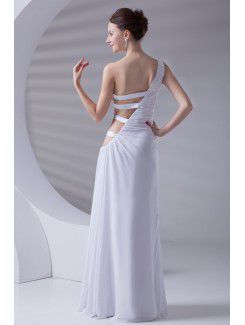 Chiffon One-Shoulder Sheath Sweep Train Asymmetrical Prom Dress