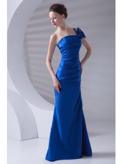 Taffeta Strapless Mermaid Floor Length Bow Prom Dress