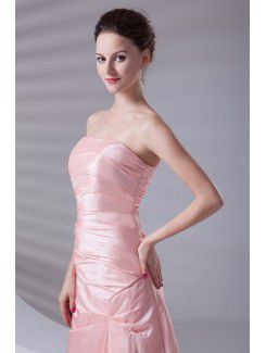 Taffeta Strapless A-line Floor Length Prom Dress