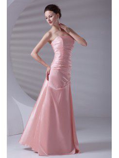 Taffeta Strapless A-line Floor Length Prom Dress