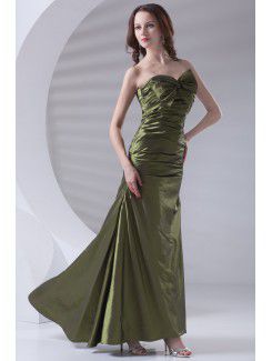 Taffeta Strapless A-line Floor Length Directionally Ruched Prom Dress