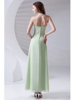 Chiffon Halter Column Floor Length Prom Dress