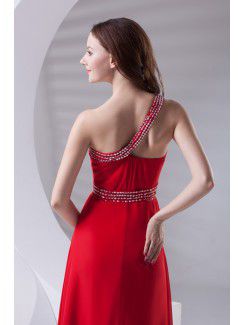 Chiffon Asymmetrical A-line Floor Length Sequins Prom Dress