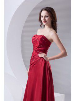 Taffeta Strapless A-line Ankle-Length Crisscross Ruched Prom Dress