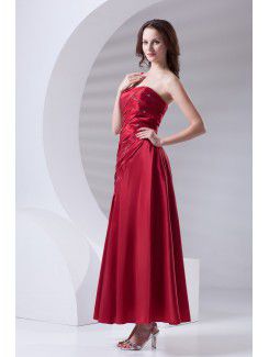 Taffeta Strapless A-line Ankle-Length Crisscross Ruched Prom Dress
