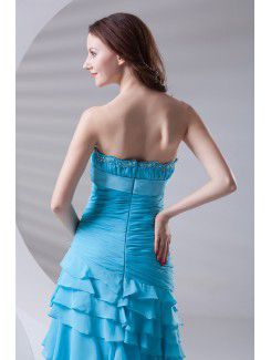 Chiffon Strapless A-line Floor Length Sash Prom Dress