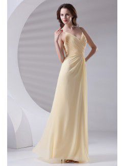 Chiffon Spaghetti Column Floor Length Prom Dress