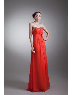 Chiffon Sweetheart Floor Length Coloum Sequins Prom Dress
