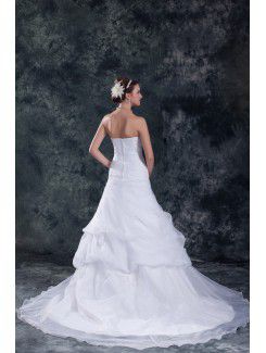Organza Sweetheart Sweep Train Sheath Embroidered Wedding Dress