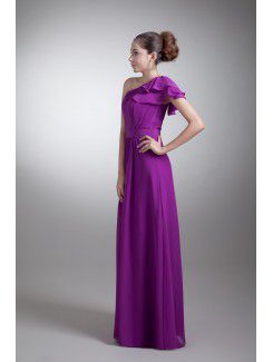Chiffon Asymmetrical Floor Length Coloum Sash Prom Dress
