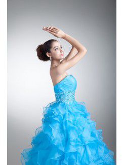 Organza Sweetheart Floor Length A-line Crisscross Ruched Prom Dress