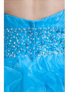 Organza Sweetheart Floor Length A-line Crisscross Ruched Prom Dress