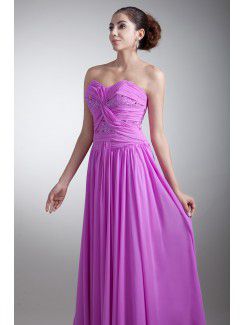 Chiffon Sweetheart Floor Length Coloum Embroidered Prom Dress