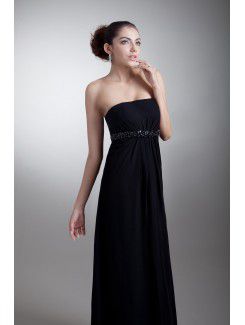 Chiffon Strapless Floor Length Empire line Sequins Prom Dress