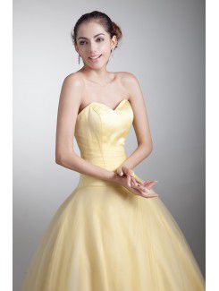 Satin and Net Sweetheart Floor Length Ball Gown Prom Dress