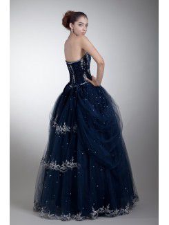 Satin and Net Sweetheart Floor Length Ball Gown Embroidered Prom Dress with Jacket
