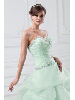 Organza Sweetheart Floor Length A-line Embroidered Prom Dress