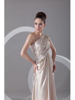 Silk Asymmetrical Floor Length Column Prom Dress