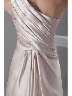 Silk Asymmetrical Floor Length Column Prom Dress