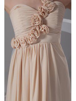Chiffon One-Shoulder Floor Length Empire line Embroidered Prom Dress