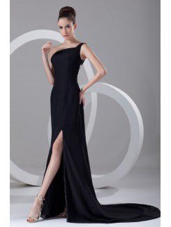 Chiffon One-Shoulder Ankle-Length Column Prom Dress