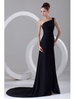 Chiffon One-Shoulder Ankle-Length Column Prom Dress