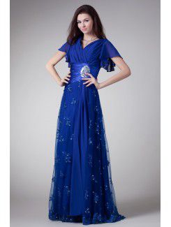 Lace V-Neck Floor Length Corset Embroidered Prom Dress