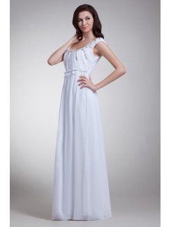 Chiffon Off-the-Shoulder Floor Length Column Embroidered Prom Dress