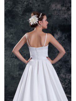 Taffeta Spaghetti Sweep Train A-line Embroidered Wedding Dress