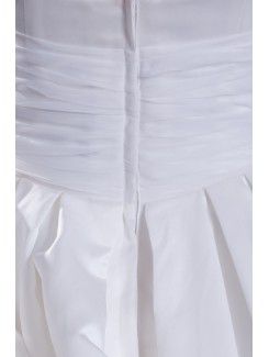 Taffeta Spaghetti Sweep Train A-line Embroidered Wedding Dress