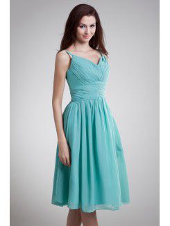 Chiffon Spaghetti Knee Length Column Prom Dress