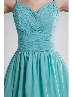 Chiffon Spaghetti Knee Length Column Prom Dress