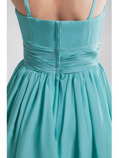 Chiffon Spaghetti Knee Length Column Prom Dress