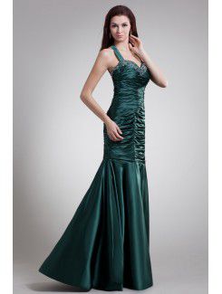 Satin Halter Sweep Train Sheath Embroidered Prom Dress