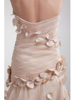 Organza Sweetheart Sweep Train Sheath Embroidered Prom Dress