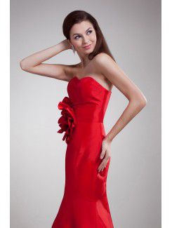 Taffeta Sweetheart Floor Length Sheath Hand-made Flower Prom Dress