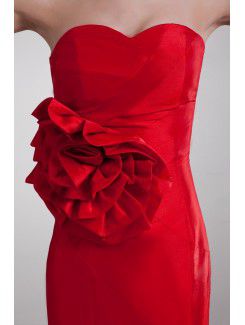 Taffeta Sweetheart Floor Length Sheath Hand-made Flower Prom Dress