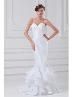 Taffeta Sweetheart Sweep Train Sheath Wedding Dress