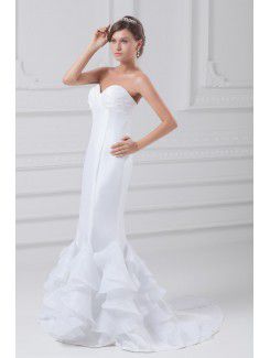 Taffeta Sweetheart Sweep Train Sheath Wedding Dress