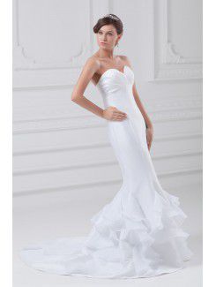 Taffeta Sweetheart Sweep Train Sheath Wedding Dress