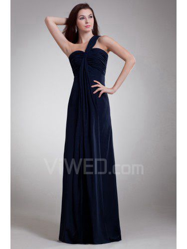 Chiffon one-shoulder gulv lengde kolonne festkjoler