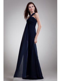 Chiffon One-Shoulder Floor Length Column Prom Dress