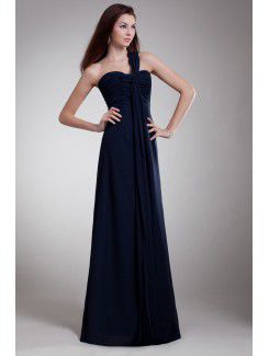 Chiffon One-Shoulder Floor Length Column Prom Dress