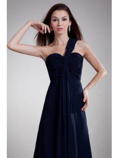 Chiffon One-Shoulder Floor Length Column Prom Dress